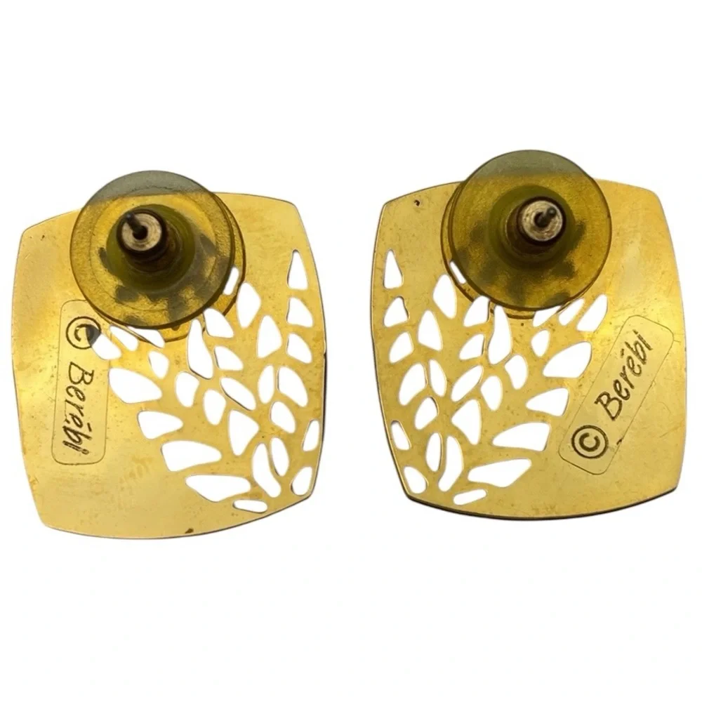 Edgar Berebi Vintage Gold Plated Red Enamel Square Earrings